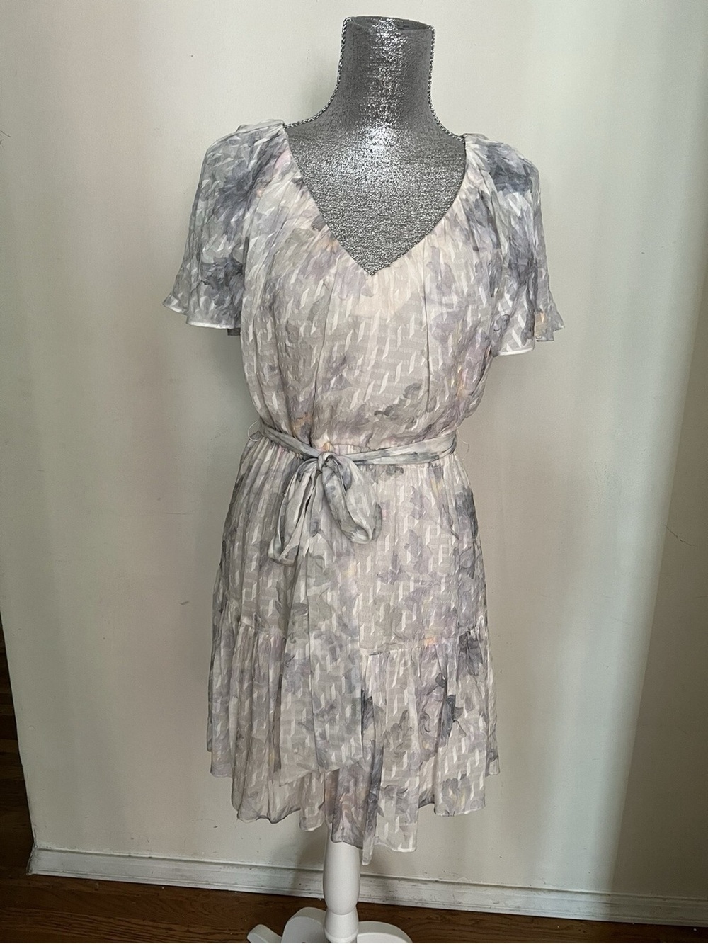 Rebecca Taylor Pleated V-Neck Belted Women’s Dress